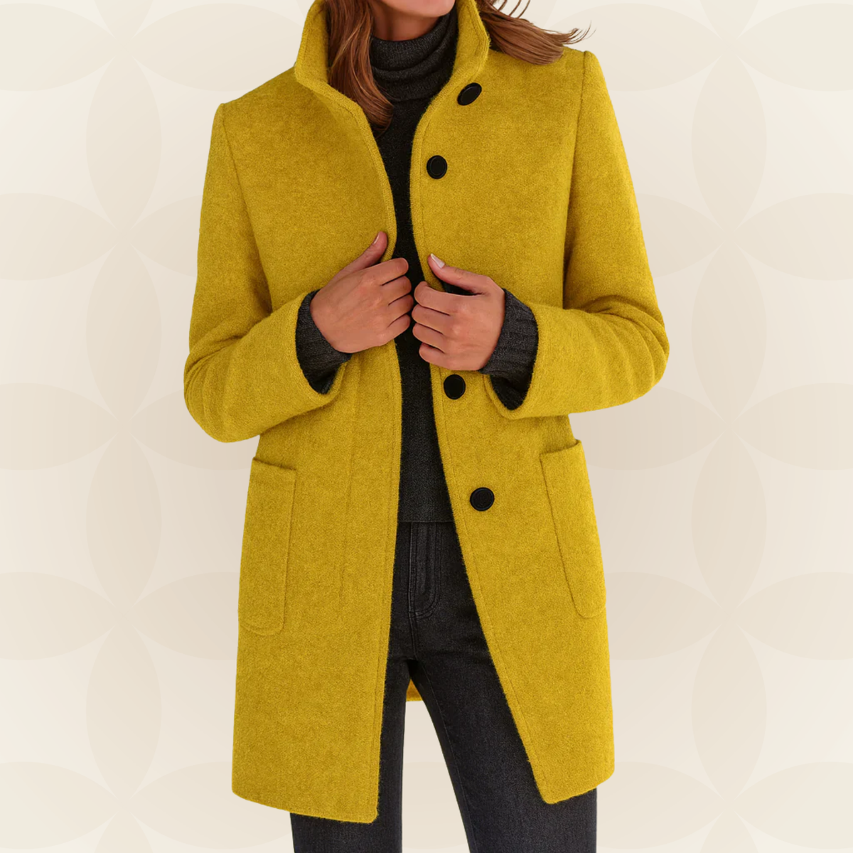 Ana | Chaqueta de Mezcla de Lana con Cuello Alto
