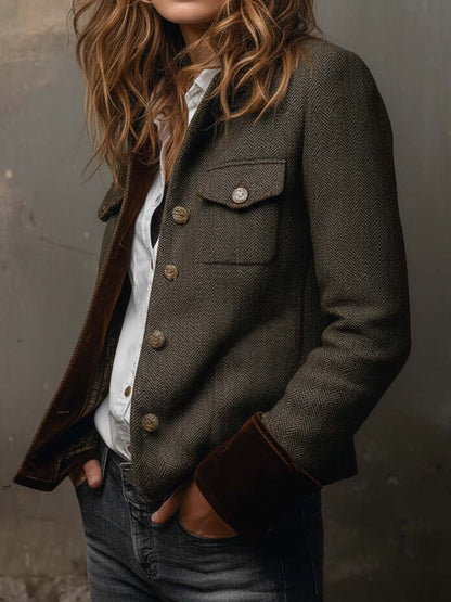 Bruna • Blazer Espiga Con Ribete De Contraste
