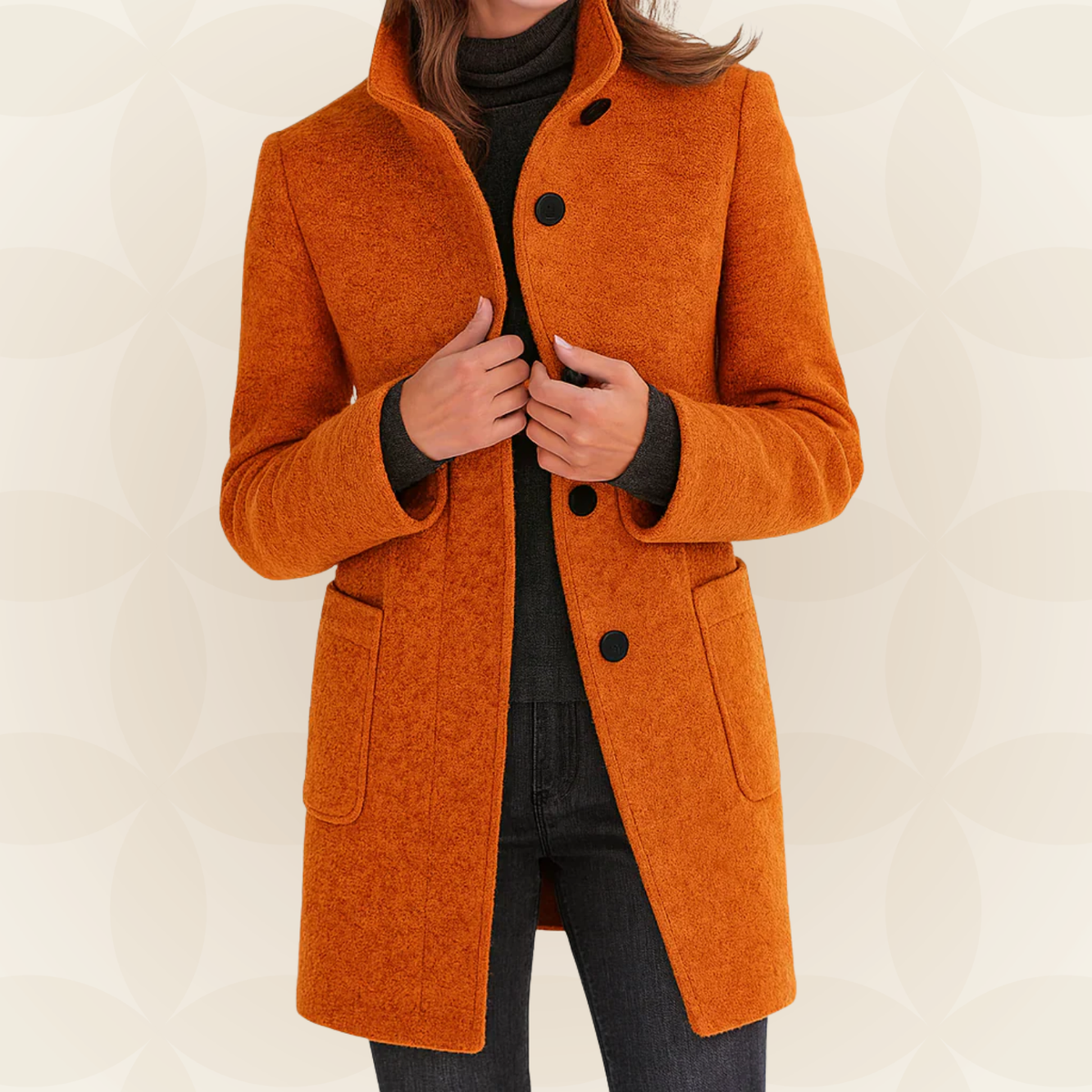 Ana | Chaqueta de Mezcla de Lana con Cuello Alto