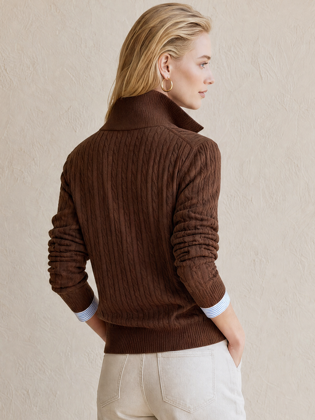 Ariadna • Jersey Trenzado Con Cuello Efecto Camisa