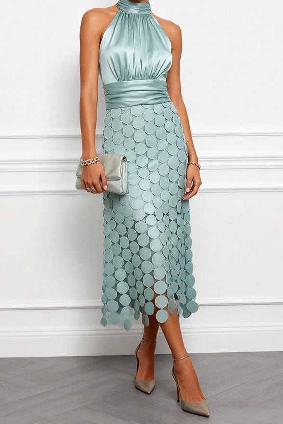 Paloma • Vestido Midi Halter Con Apliques Circulares