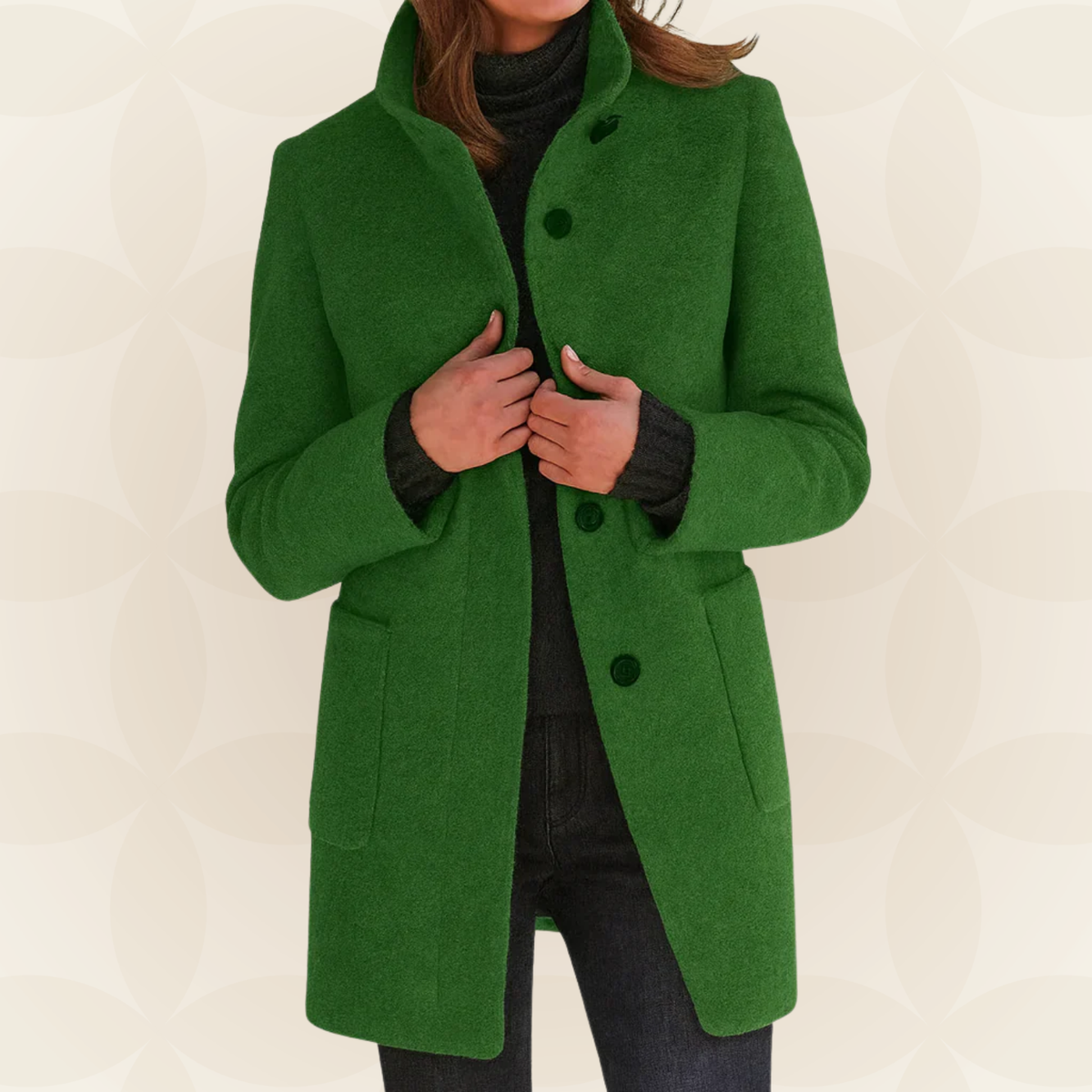 Ana | Chaqueta de Mezcla de Lana con Cuello Alto