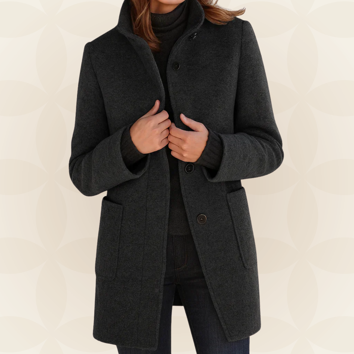 Ana | Chaqueta de Mezcla de Lana con Cuello Alto