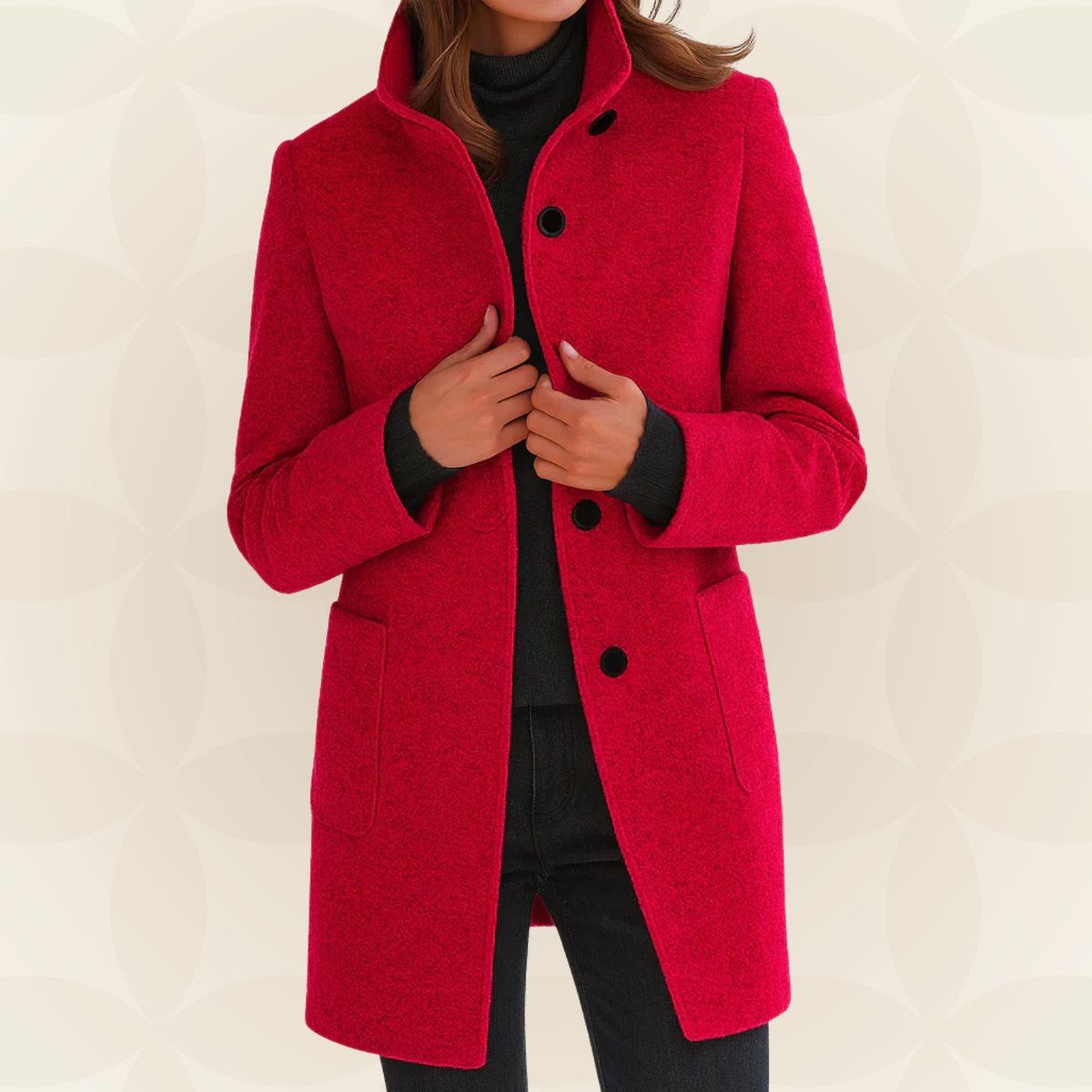Ana | Chaqueta de Mezcla de Lana con Cuello Alto
