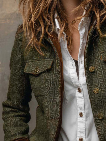 Bruna • Blazer Espiga Con Ribete De Contraste