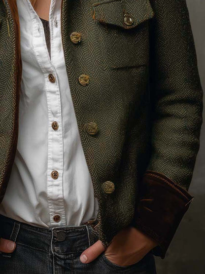 Bruna • Blazer Espiga Con Ribete De Contraste