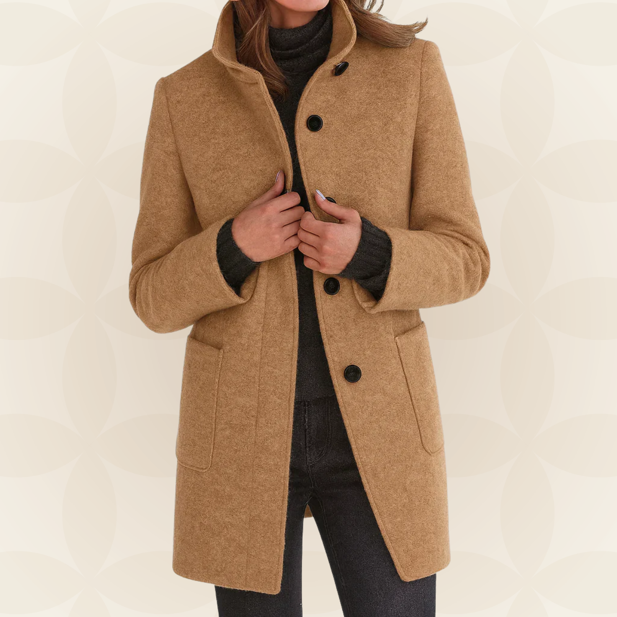 Ana | Chaqueta de Mezcla de Lana con Cuello Alto