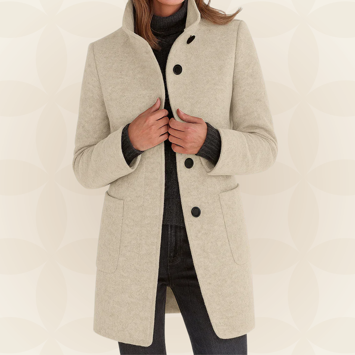 Ana | Chaqueta de Mezcla de Lana con Cuello Alto