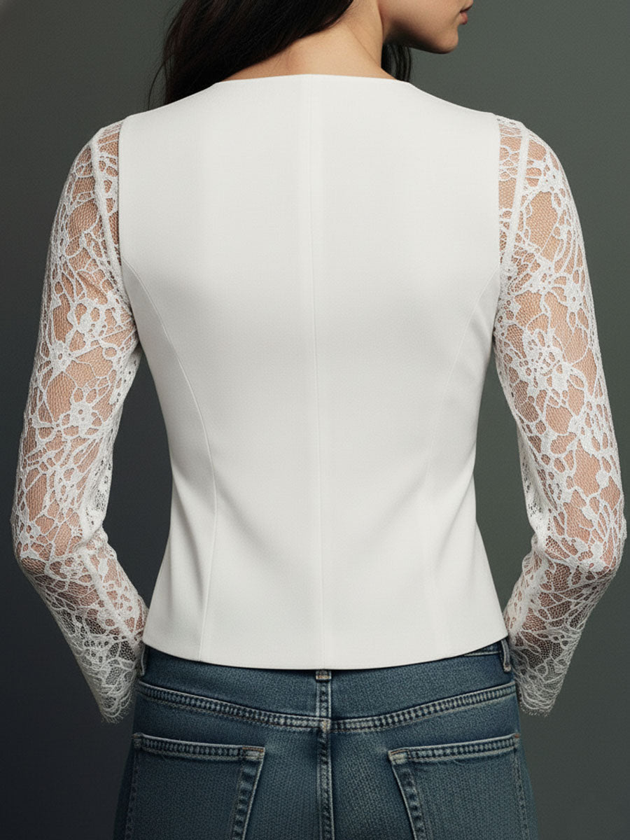 Nadia • Blazer Entallado Con Mangas Semitransparentes