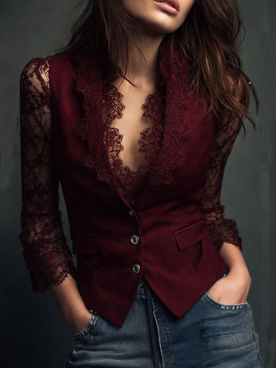 Nadia • Blazer Entallado Con Mangas Semitransparentes