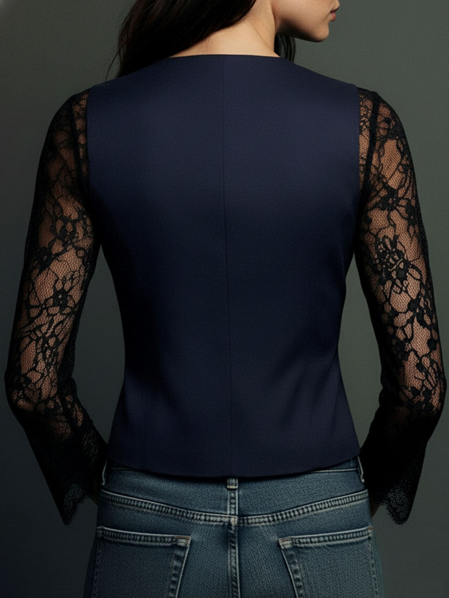 Nadia • Blazer Entallado Con Mangas Semitransparentes