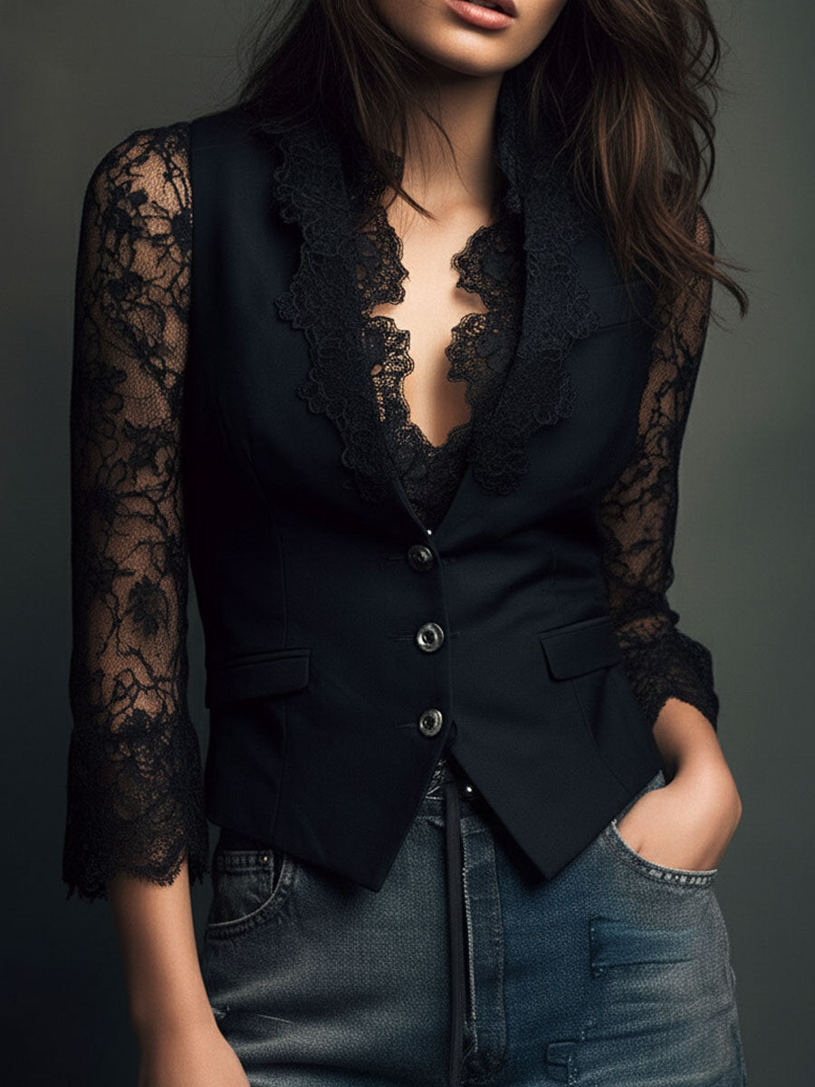 Nadia • Blazer Entallado Con Mangas Semitransparentes