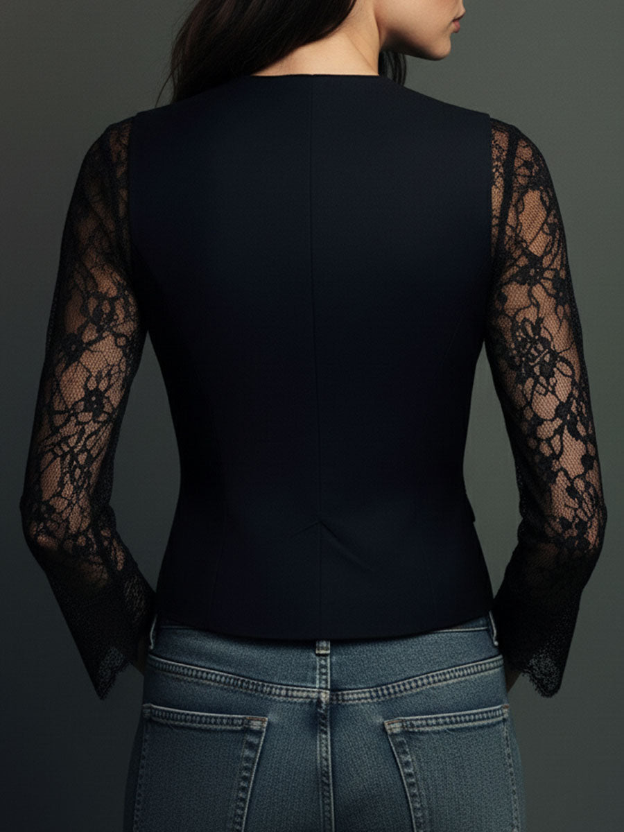 Nadia • Blazer Entallado Con Mangas Semitransparentes