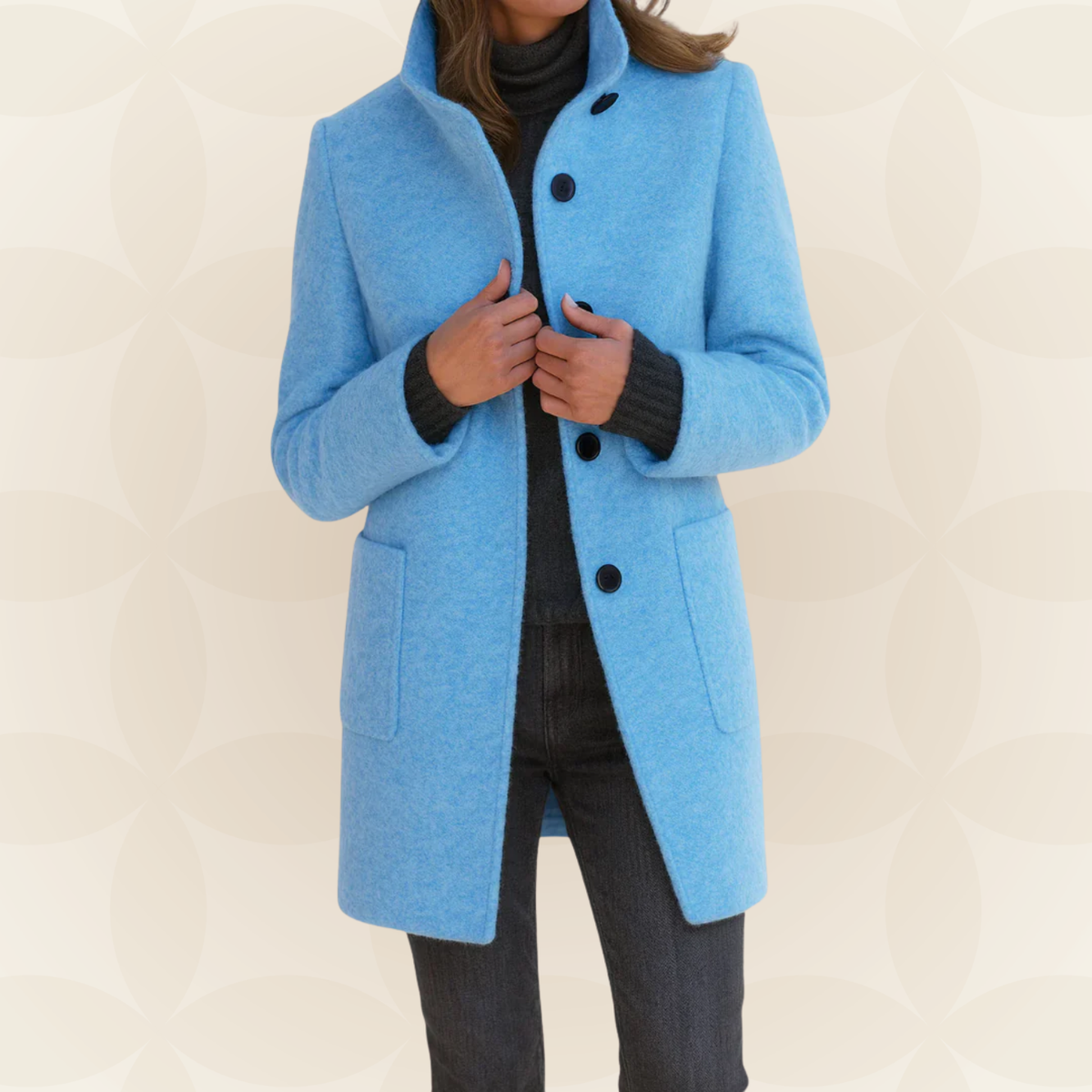 Ana | Chaqueta de Mezcla de Lana con Cuello Alto