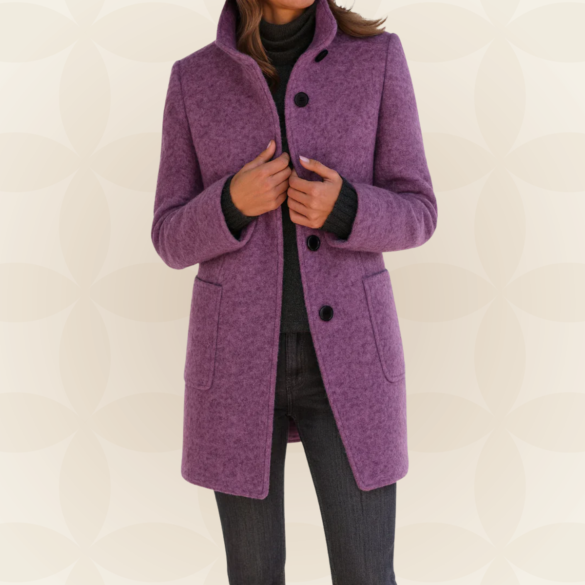 Ana | Chaqueta de Mezcla de Lana con Cuello Alto