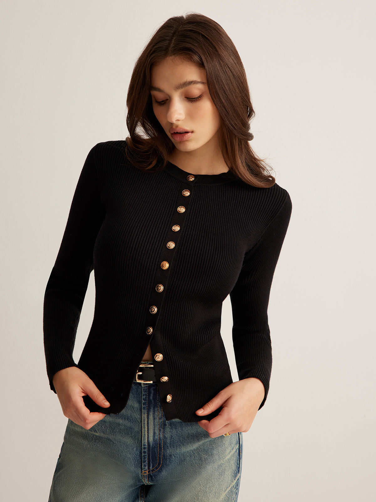 Bianca • Top De Punto Ajustado Con Botones