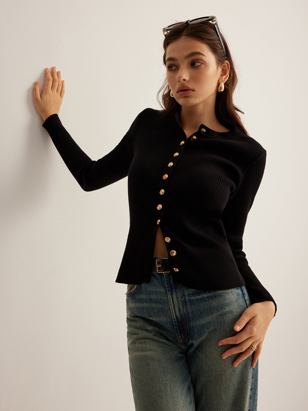 Bianca • Top De Punto Ajustado Con Botones