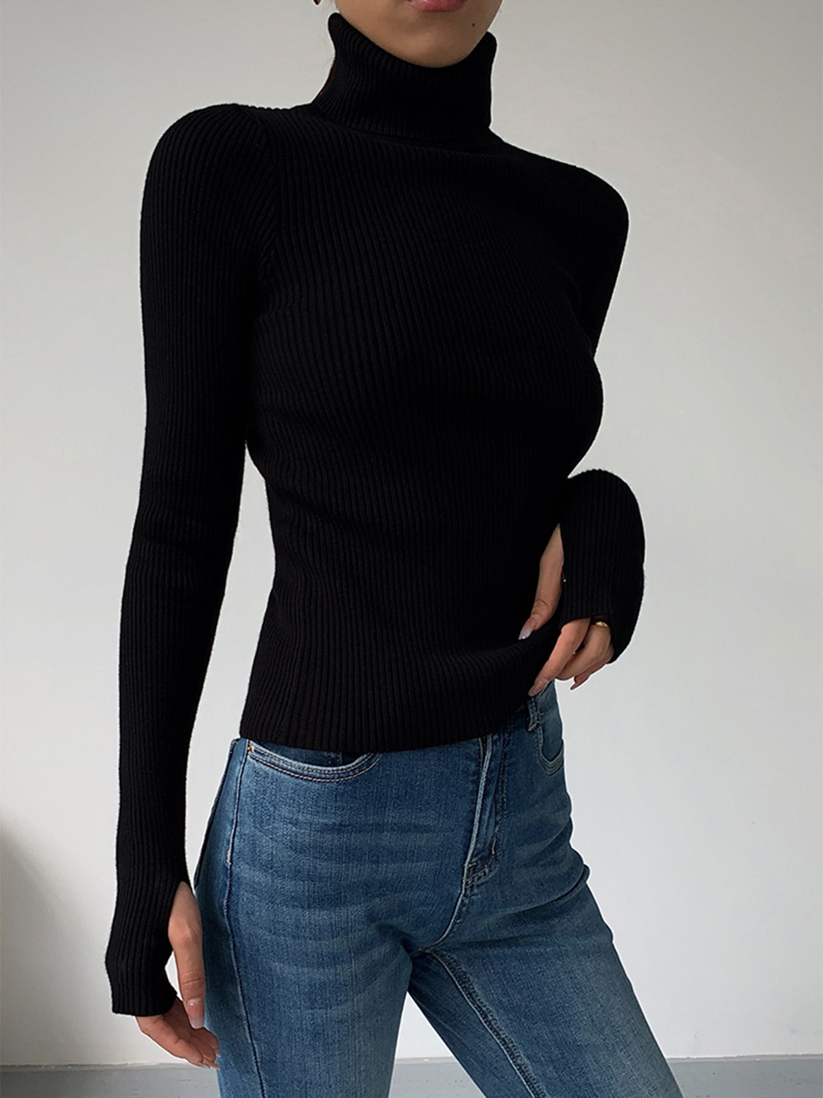 Teresa • Jersey De Punto Ajustado Con Cuello Vuelto