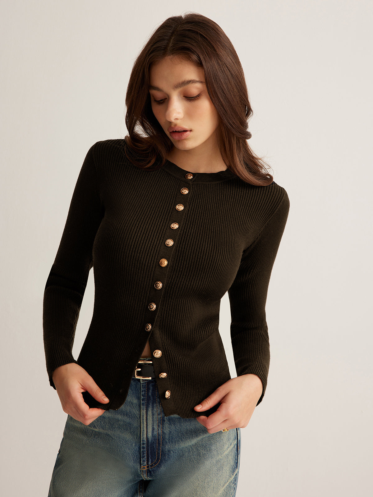 Bianca • Top De Punto Ajustado Con Botones