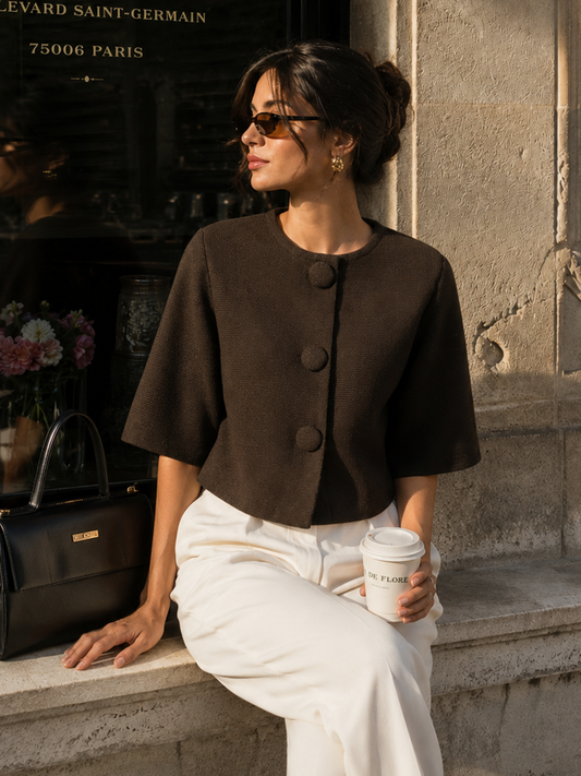 Rocío • Chaqueta De Punto Corta Con Botones Y Manga Francesa