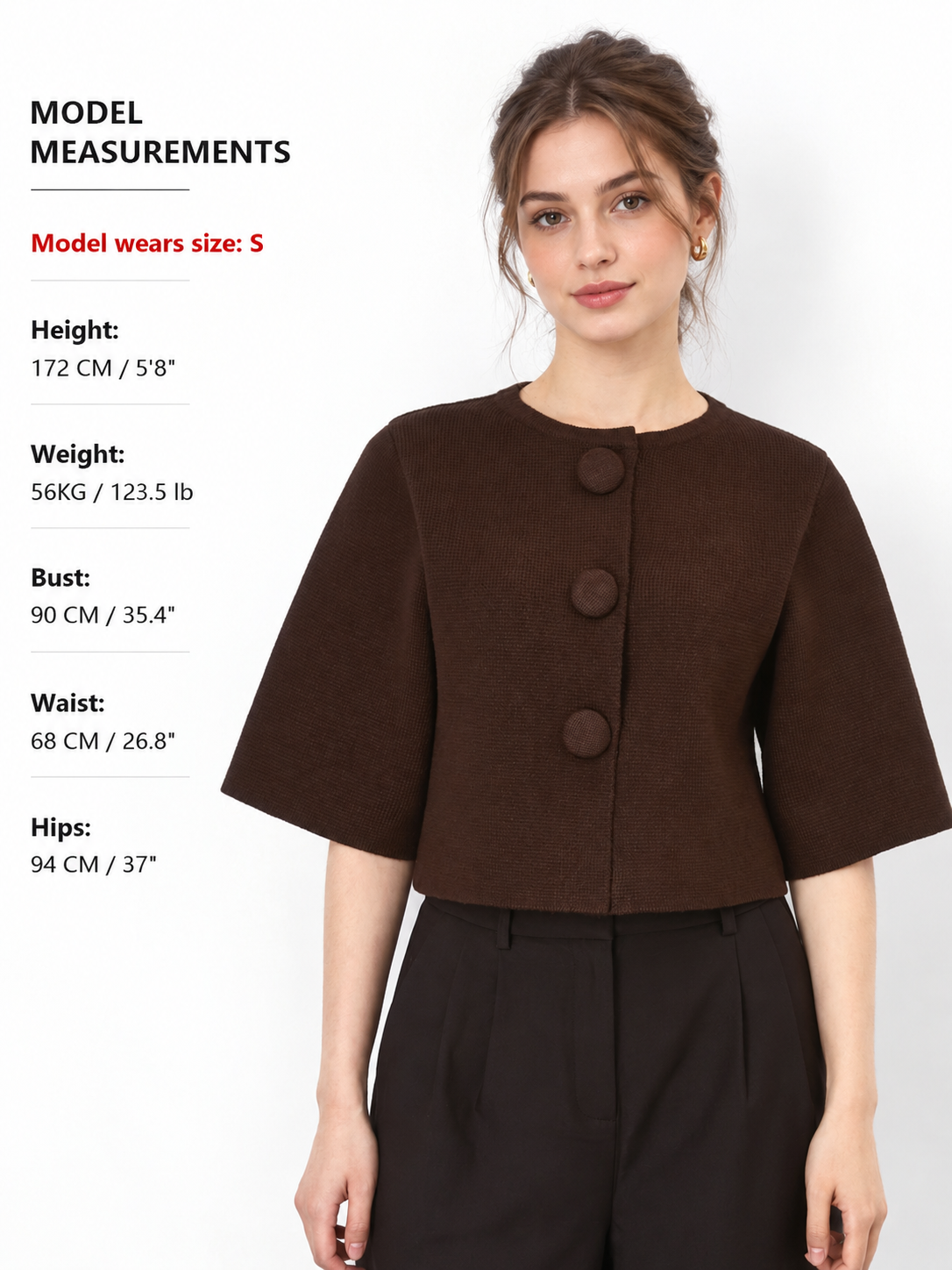 Rocío • Chaqueta De Punto Corta Con Botones Y Manga Francesa