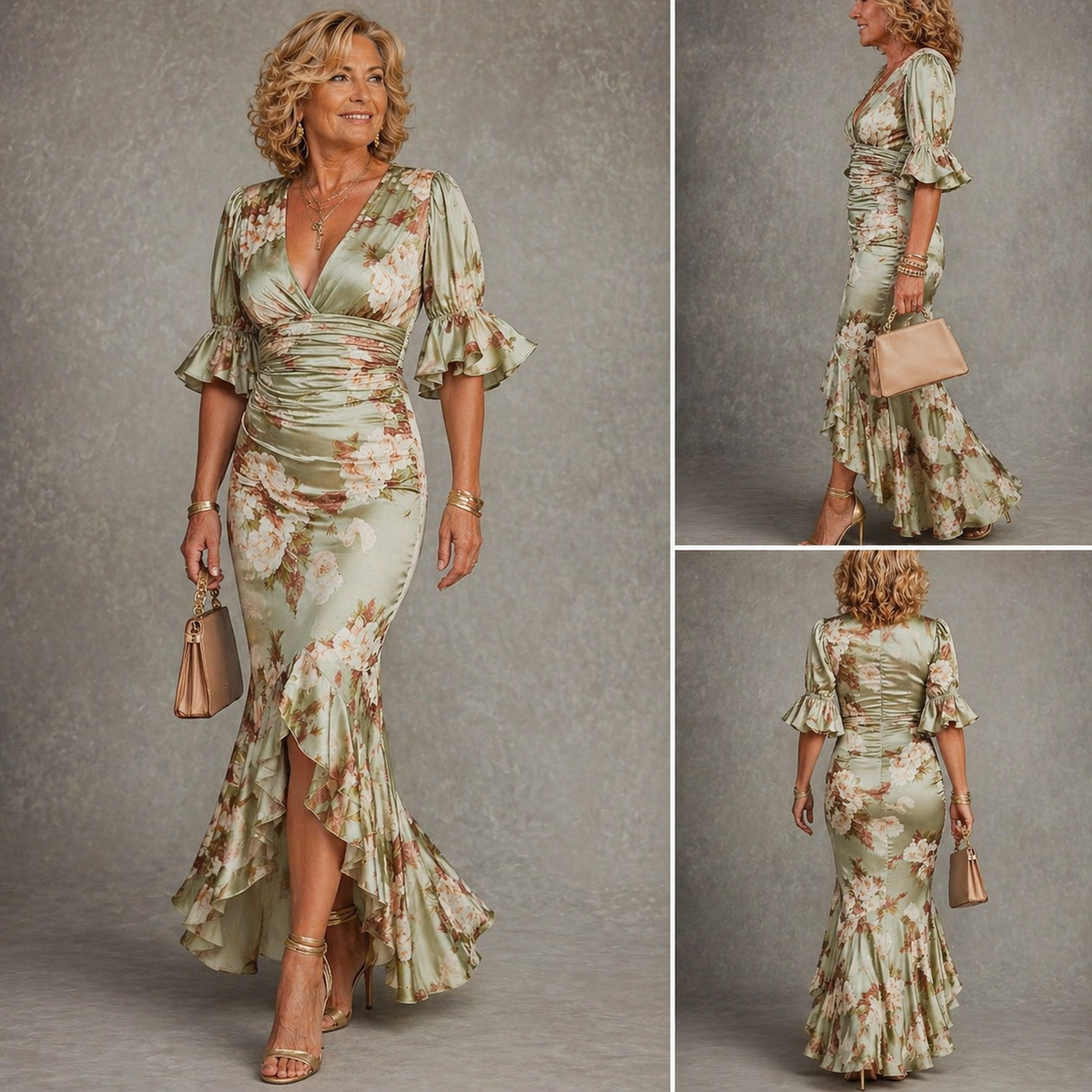 Adriana • Vestido Largo Floral Drapeado