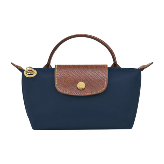 Emma • Mini Bolso Tote Azul Marino Plegable Con Solapa