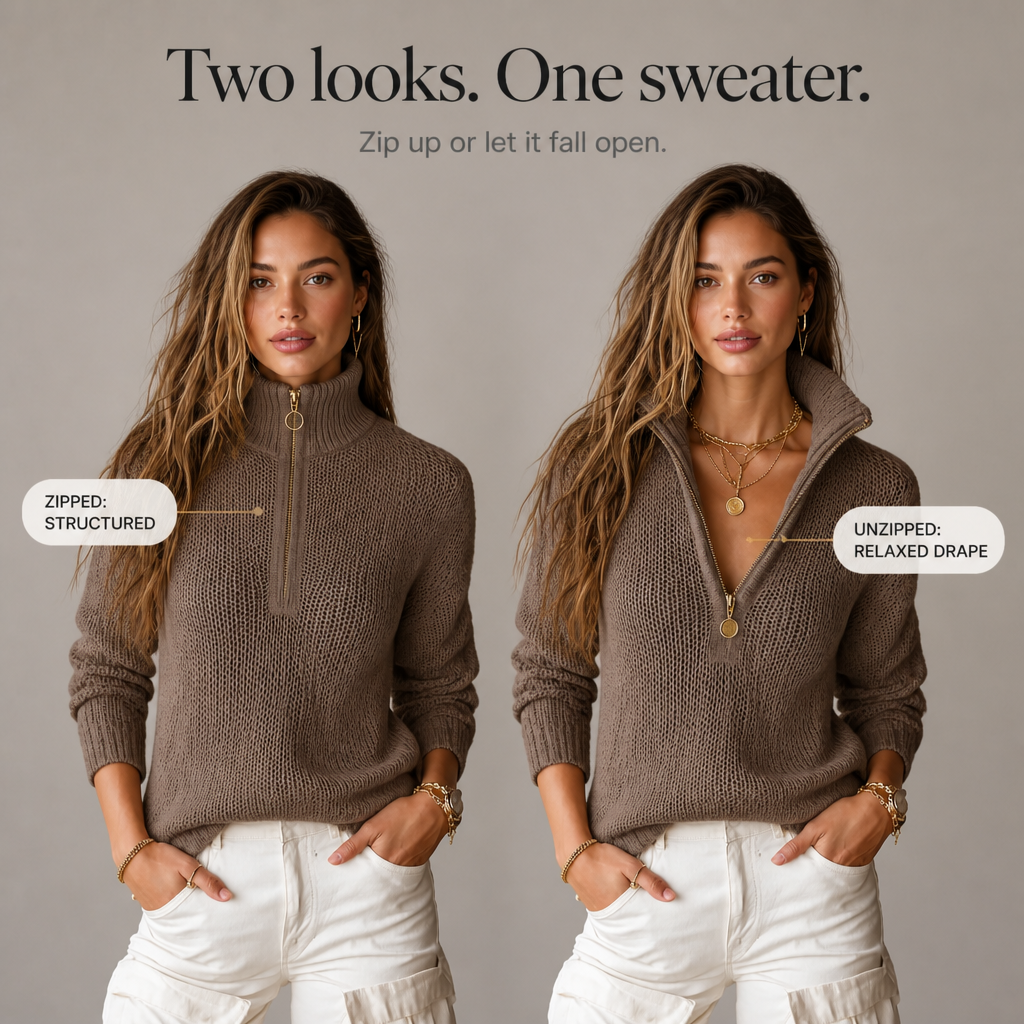 Ivet • Jersey De Punto Texturizado Con Media Cremallera