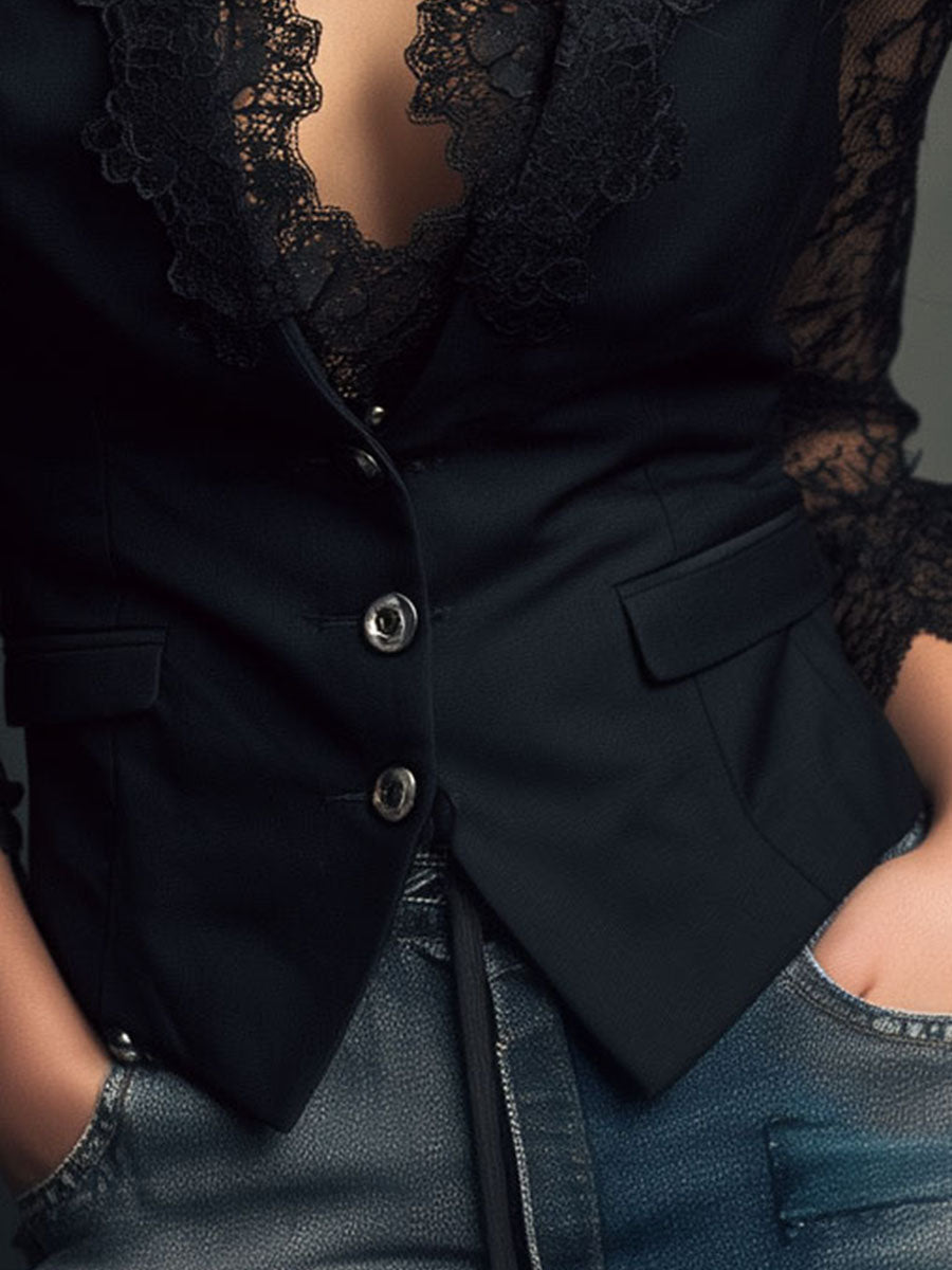 Nadia • Blazer Entallado Con Mangas Semitransparentes