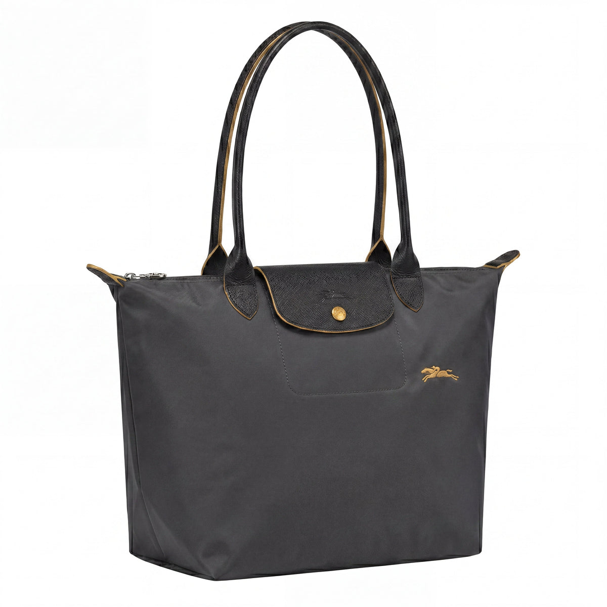 Candela • Bolso Negro-Dorado Tote Plegable Con Solapa