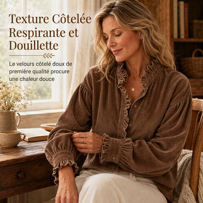 Daniela • Blusa De Pana Con Cuello De Volantes