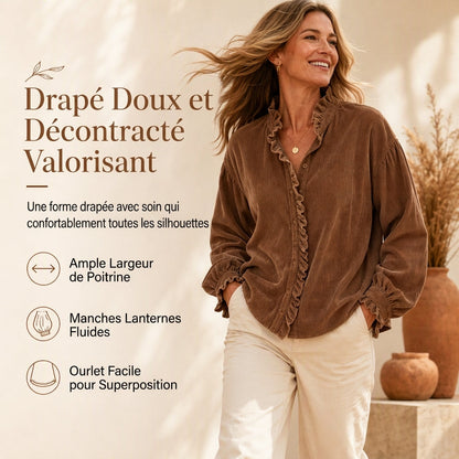 Daniela • Blusa De Pana Con Cuello De Volantes