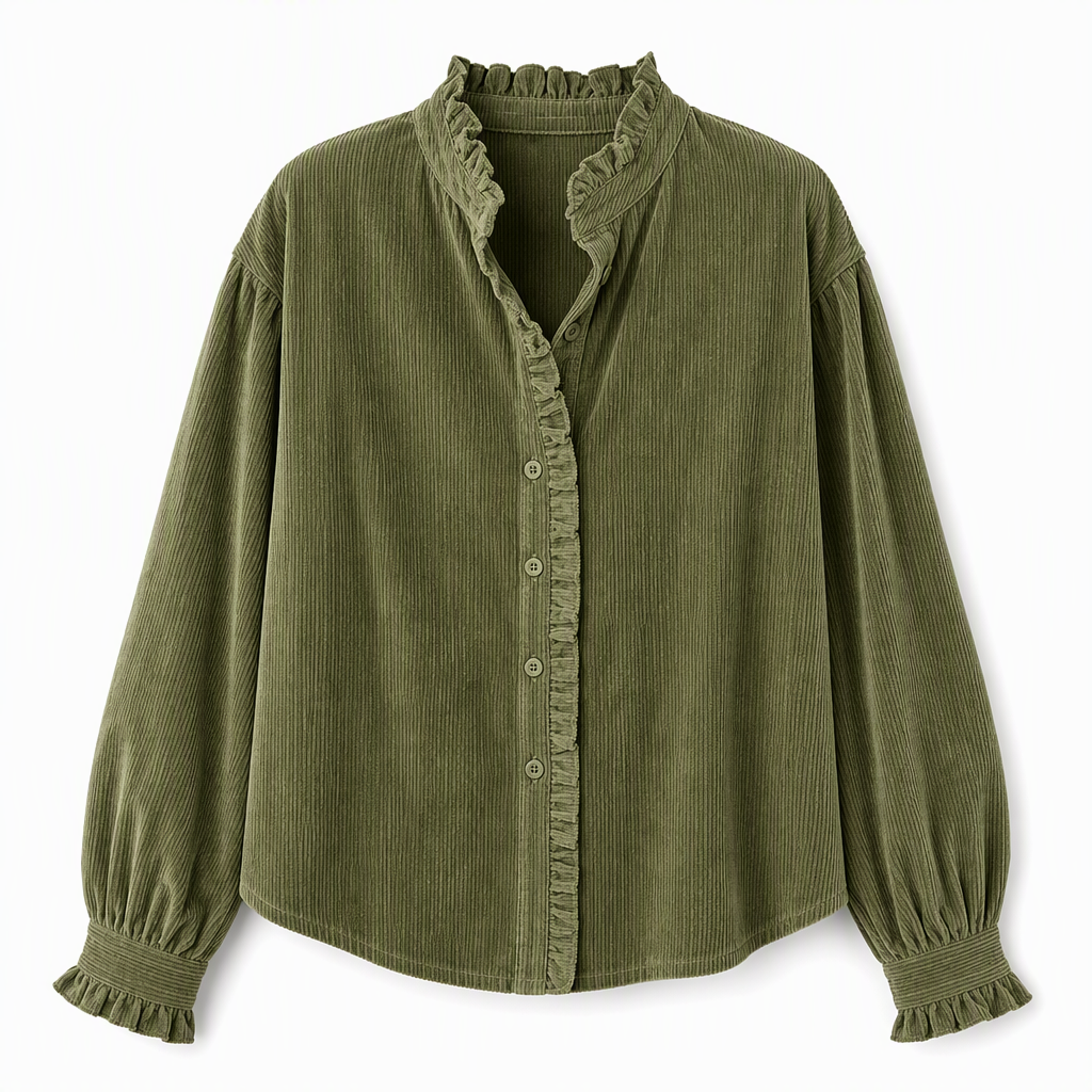 Daniela • Blusa De Pana Con Cuello De Volantes