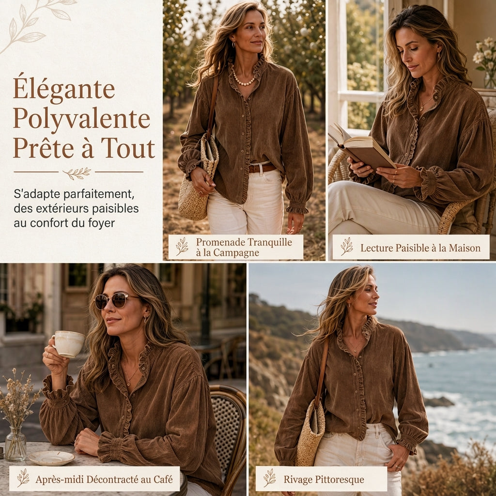 Daniela • Blusa De Pana Con Cuello De Volantes