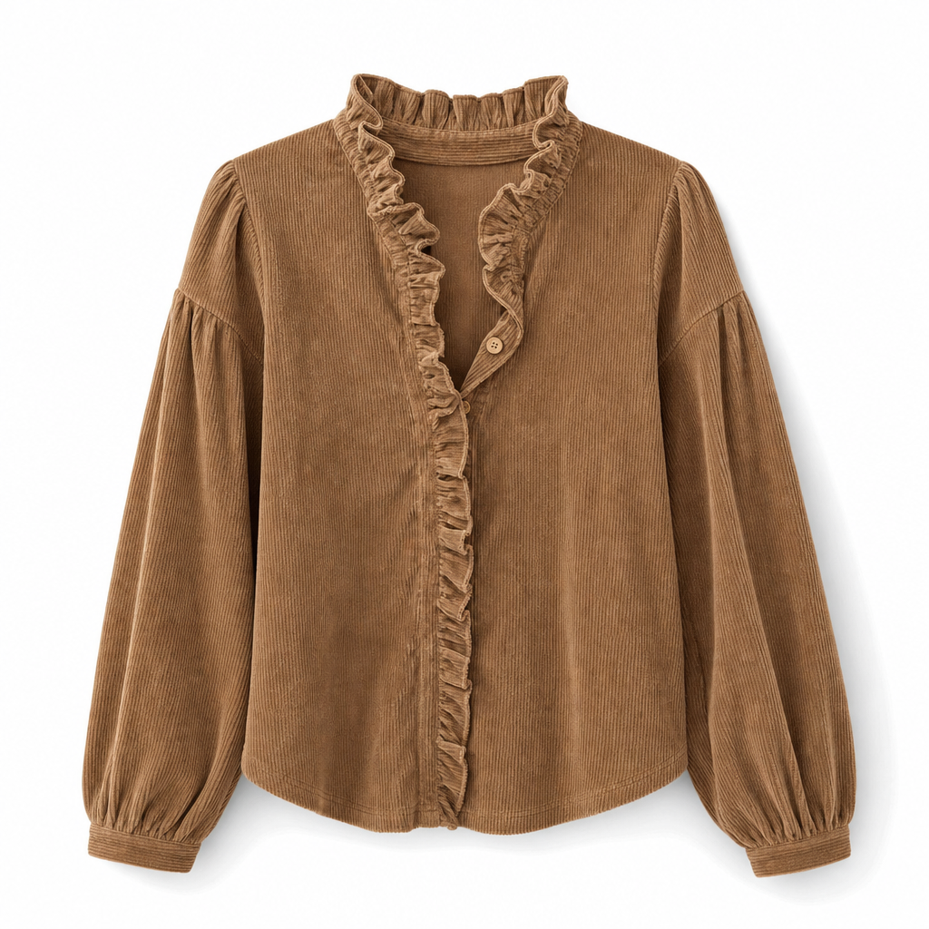 Daniela • Blusa De Pana Con Cuello De Volantes