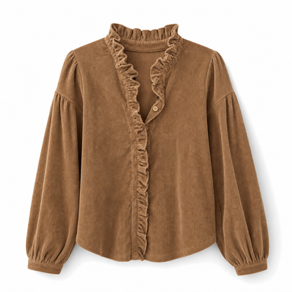 Daniela • Blusa De Pana Con Cuello De Volantes